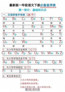 ​一年级下册语文必备音序表