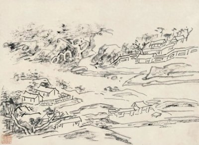 ​黄宾虹小山水画手稿欣赏！